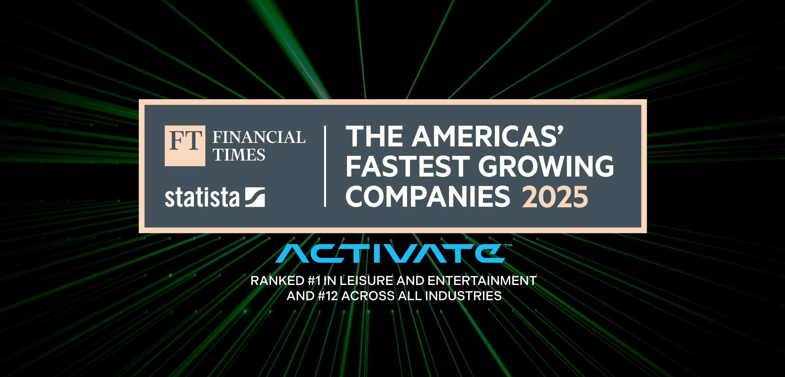 Activate Ranked #1 in Leisure and Entertainment on The Financial Times’ List of The Americas’ Fastest-Growing Companies
