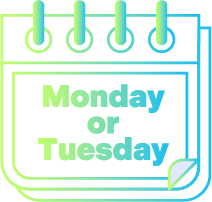 calendar icon with text saying Monday or Tuesday