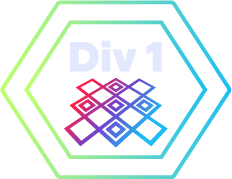 image showing text 'Div1' on top of grid game with hexagonal border