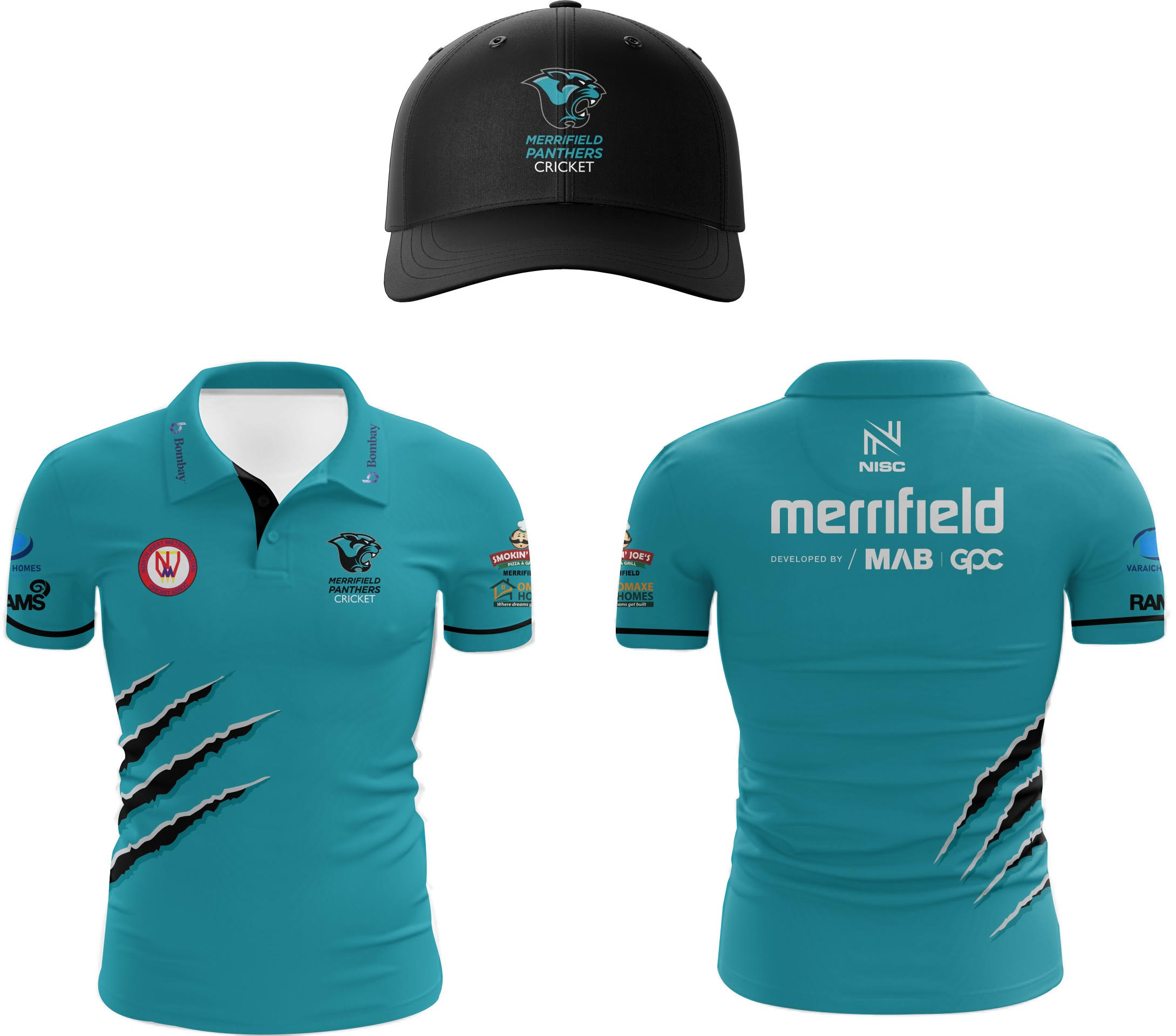 MERRIFIELD PANTHERS JUNIORS T SHIRT & BLACK MERRIFIELD CAP