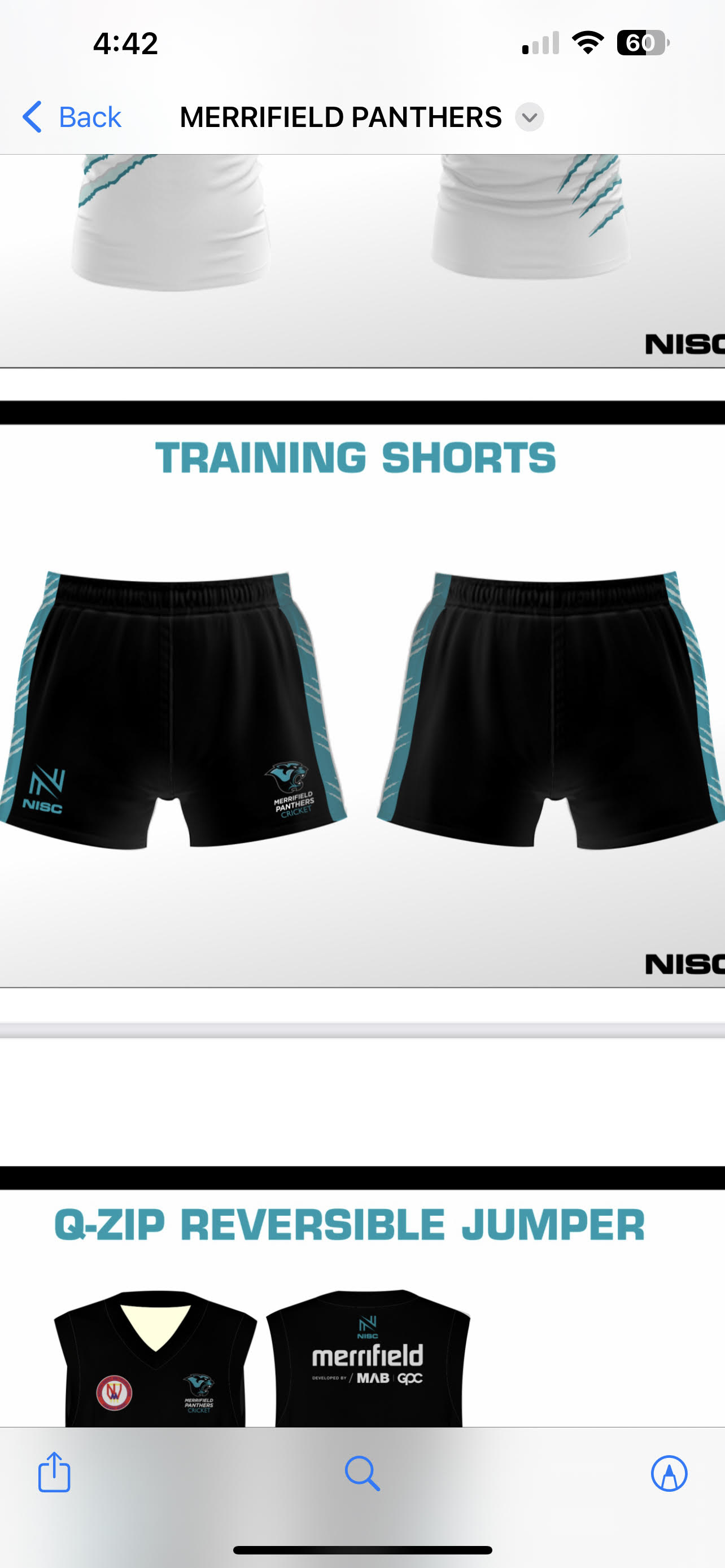 MERRIFIELD PANTHERS TRAINING SHORTS