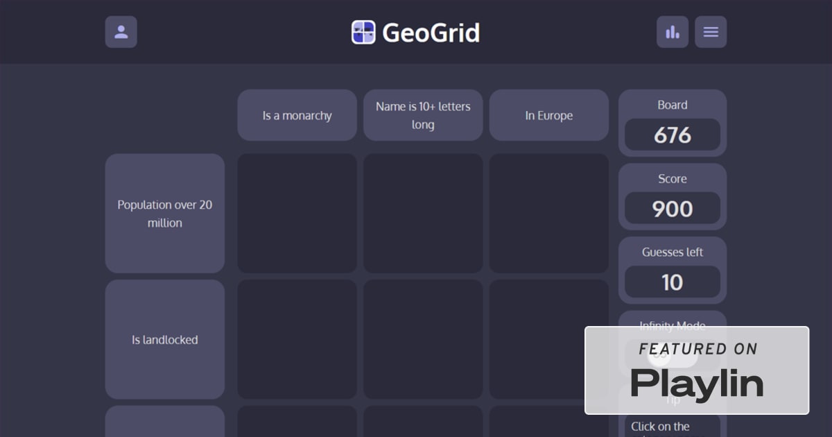GeoGrid: Play the Daily Geography Game | Playlin