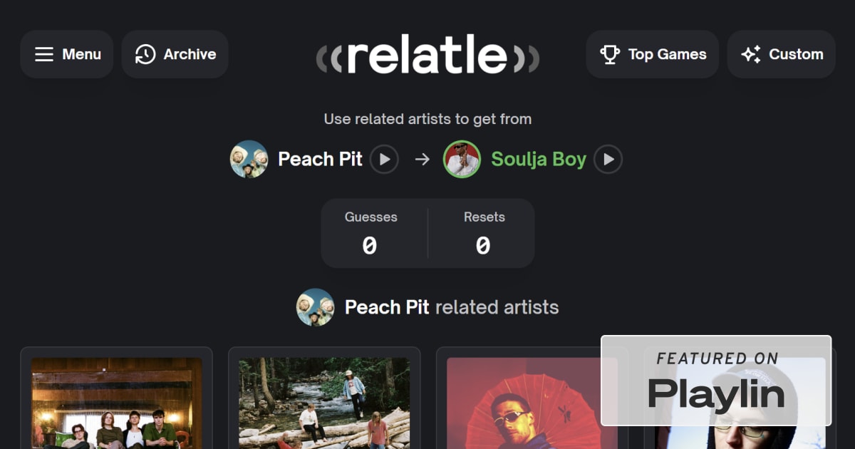 Relatle: Play the Daily Music Game | Playlin