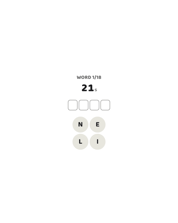 Screenshot of 18 Words, a daily word game