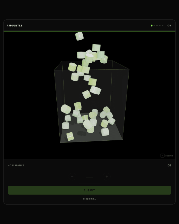 Screenshot of Amountle, a daily number game