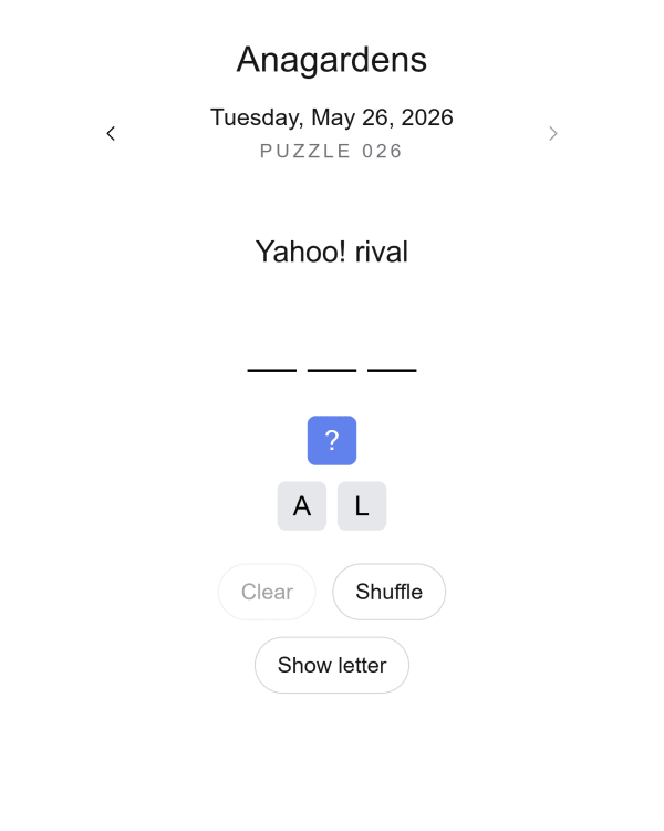 Screenshot of Anagardens, a daily word game