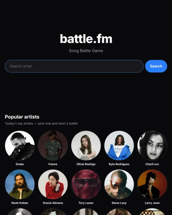 Screenshot of Battle.fm, a music game