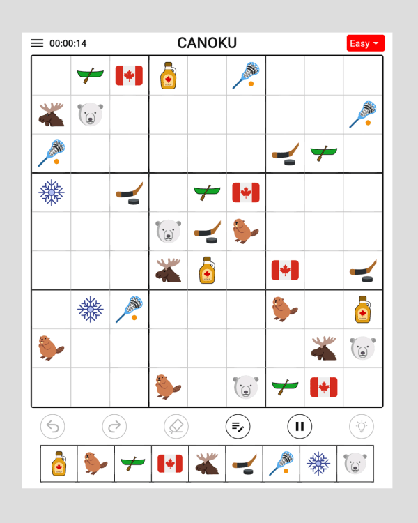 Screenshot of Canoku, a daily logic game