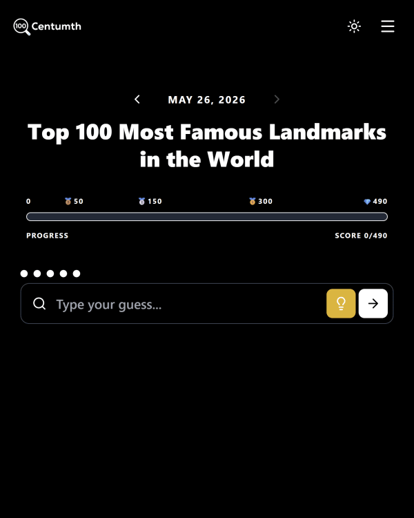 Screenshot of Centumth, a daily trivia game
