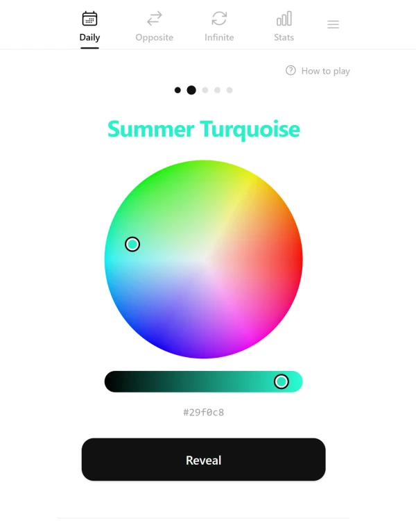 Screenshot of Color Guesser, a daily visual game