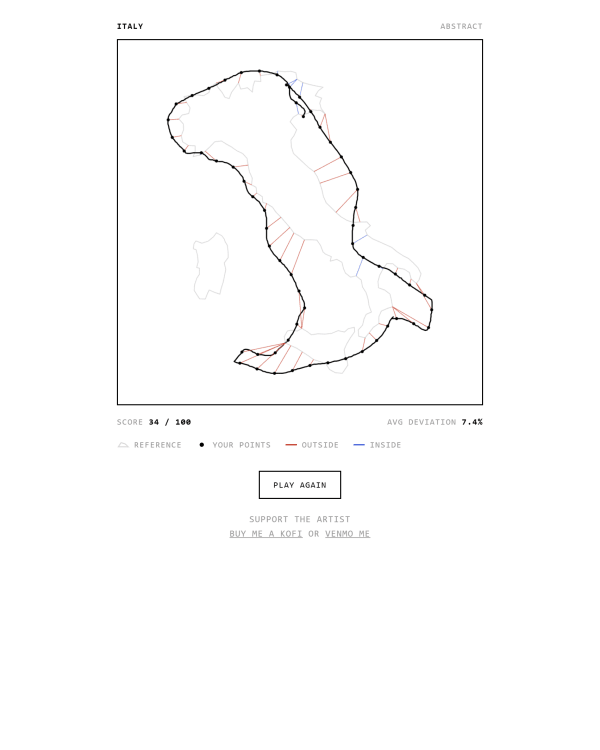 Screenshot of Country Draw, a geography game