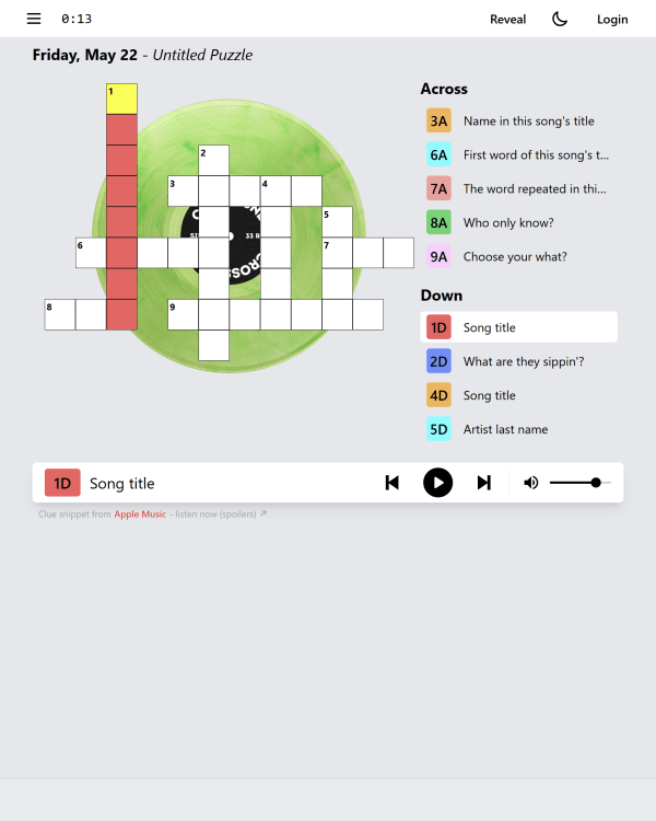 Screenshot of Crosstune, a daily music game