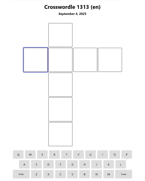 Screenshot of Crosswordle, a daily word game