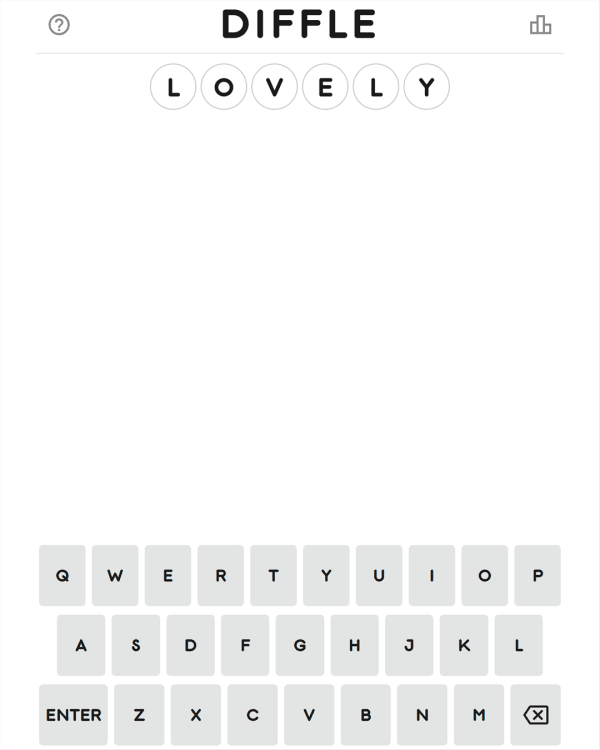 Screenshot of Diffle, a daily word game