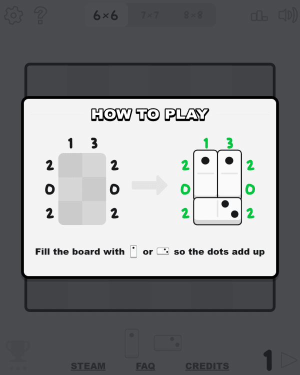 Screenshot of Domino Fit, a daily logic game