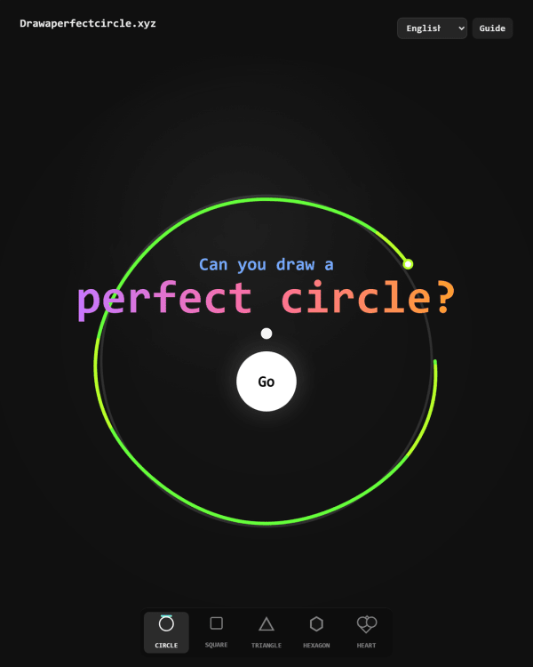 Screenshot of Draw a Perfect Circle, a visual game