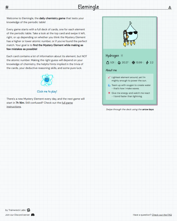 Screenshot of Elemingle, a daily logic game