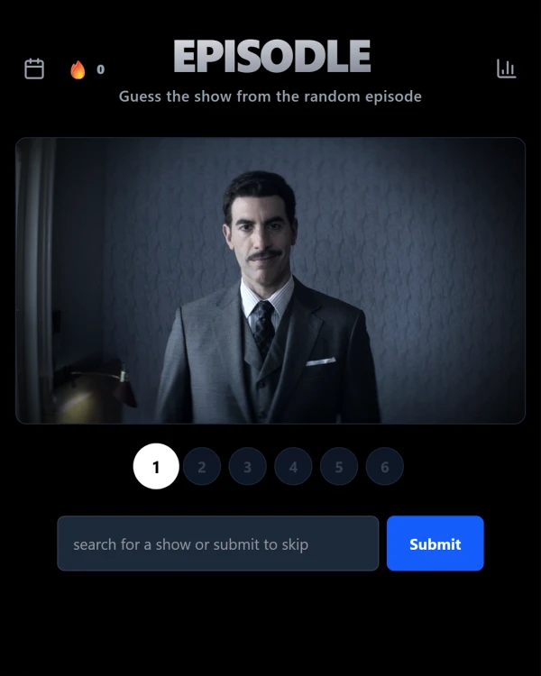 Screenshot of Episodle, a daily pop culture game