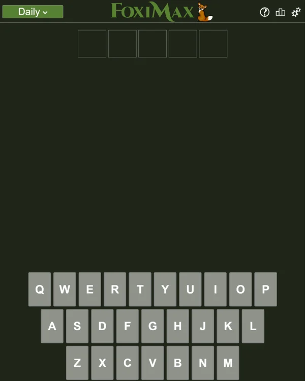 Screenshot of FoxiMax, a daily word game