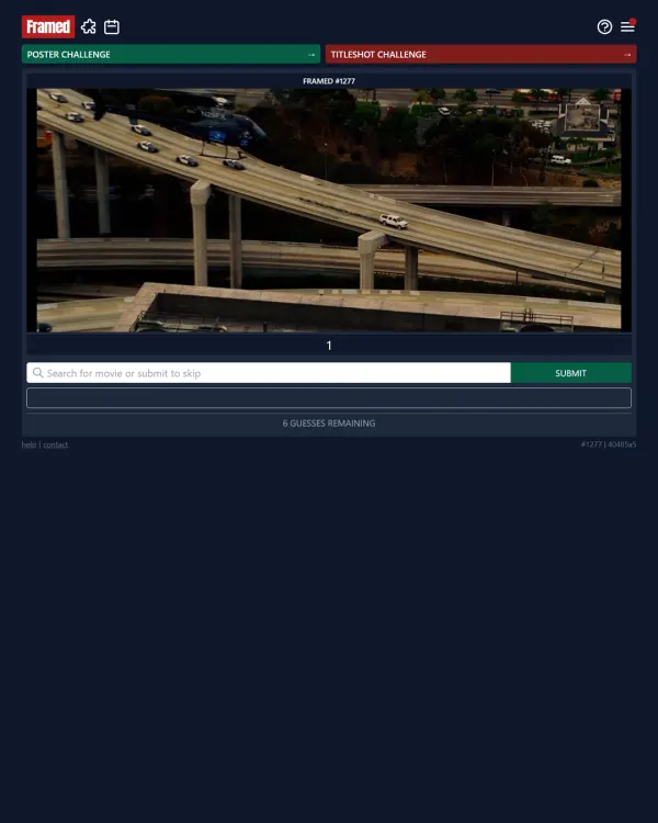 Screenshot of Framed, a daily pop culture game