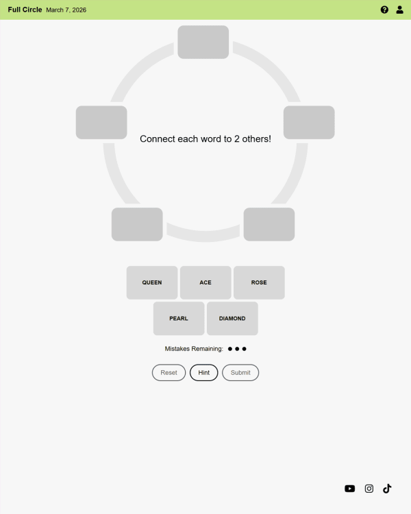 Screenshot of Full Circle Friday, a word game