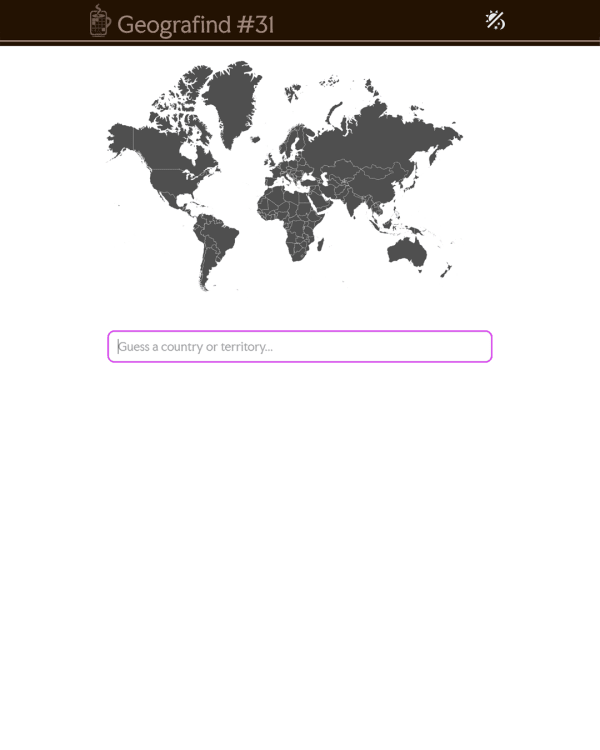 Screenshot of Geografind, a daily geography game