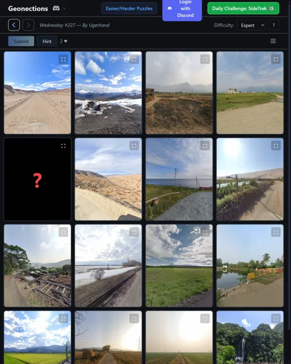 Screenshot of Geonections, a daily geography game
