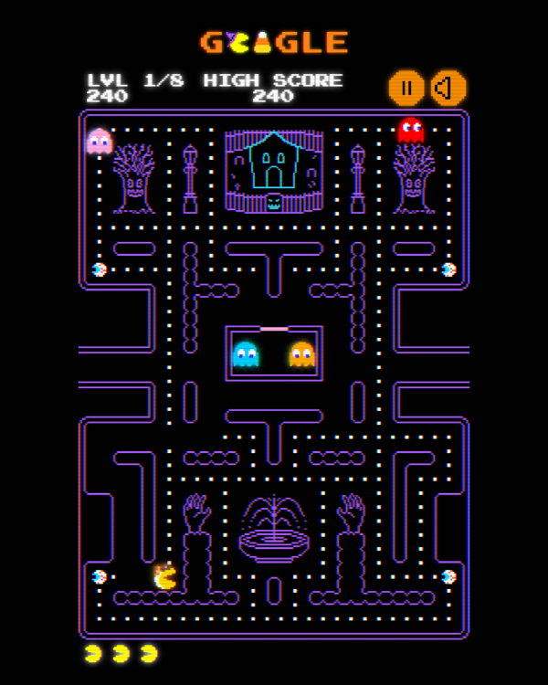 Screenshot of Halloween Pac-Man, a arcade-style game