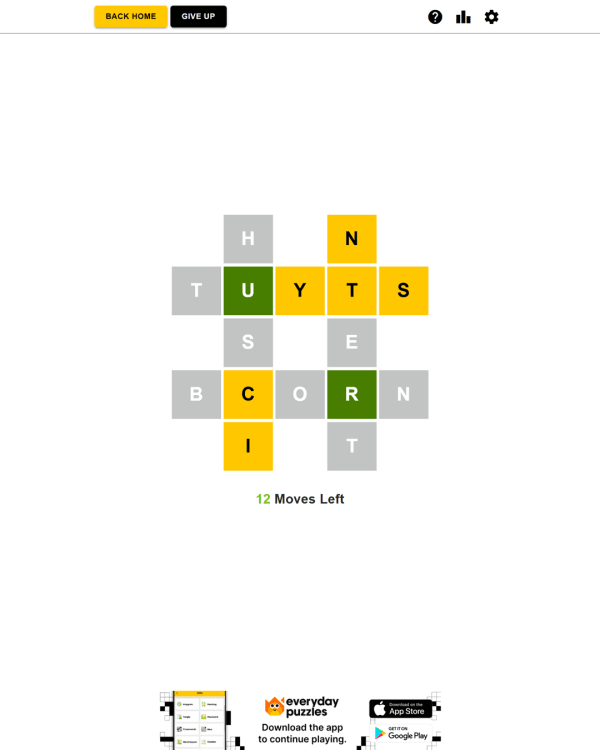 Screenshot of Hashtag Game, a daily word game
