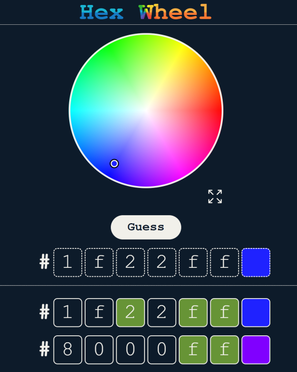 Screenshot of Hex Wheel, a daily visual game