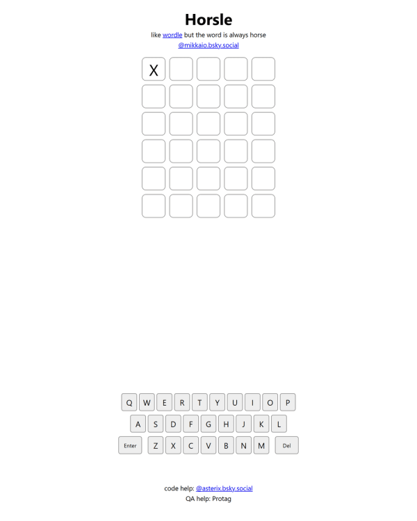 Screenshot of Horsle, a daily word game