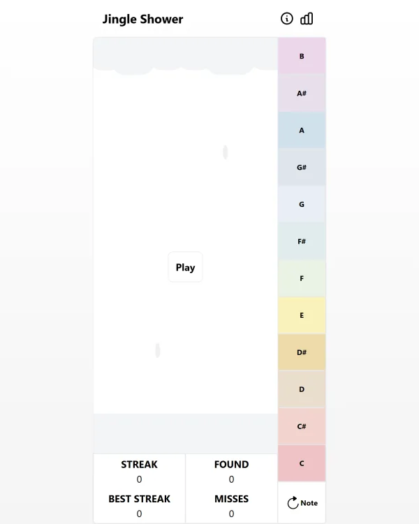 Screenshot of Jingle Shower, a daily music game