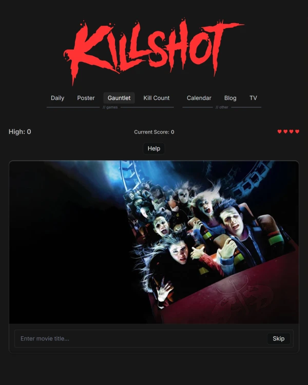 Screenshot of Killshot: Gauntlet, a daily pop culture game