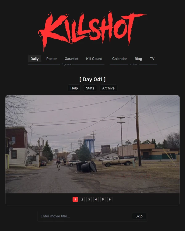 Screenshot of Killshot, a daily pop culture game
