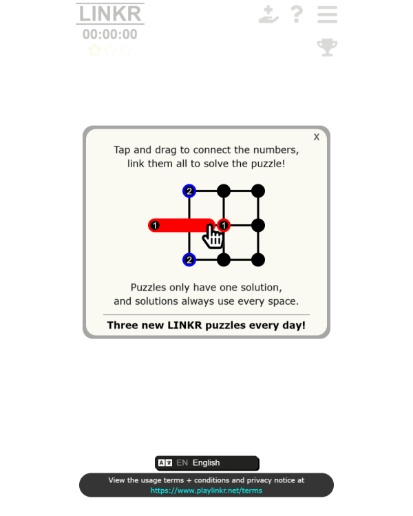 Screenshot of LINKR, a daily visual game