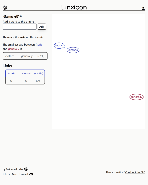 Screenshot of Linxicon, a daily word game