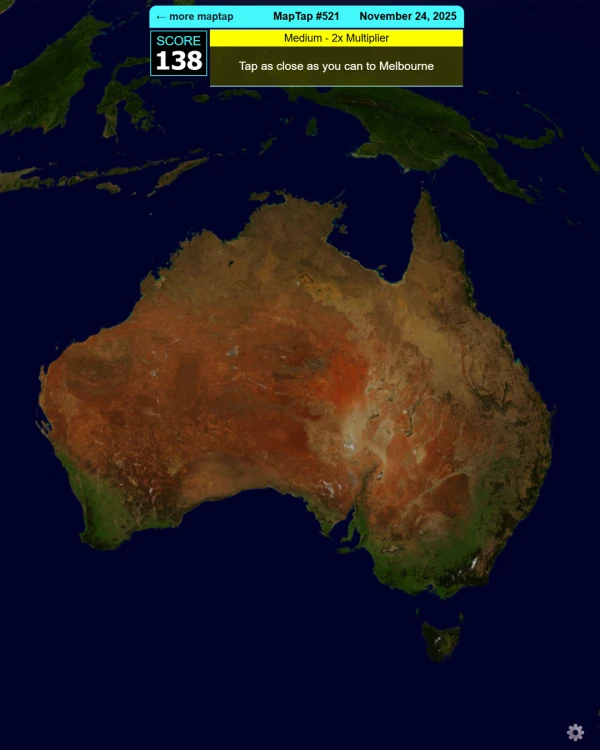 Screenshot of MapTap, a daily geography game