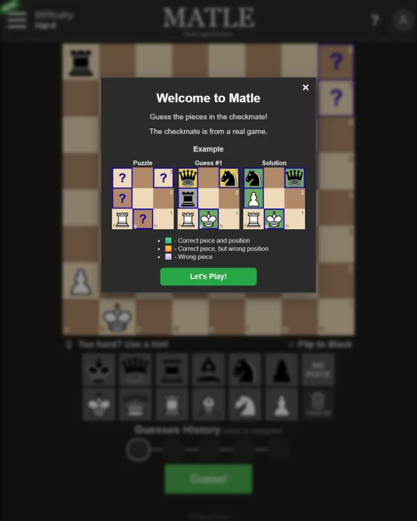 Screenshot of Matle, a daily logic game