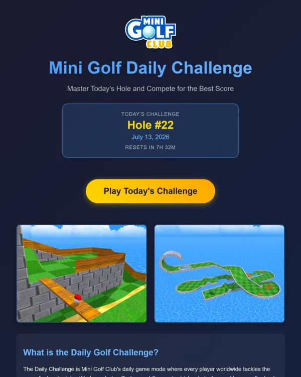 Screenshot of Mini Golf Club, a daily arcade-style game