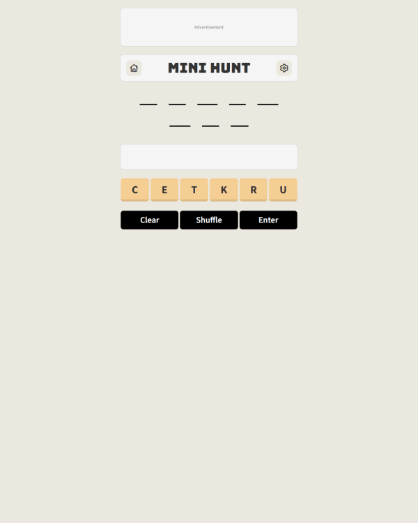 Screenshot of Mini Hunt, a daily word game