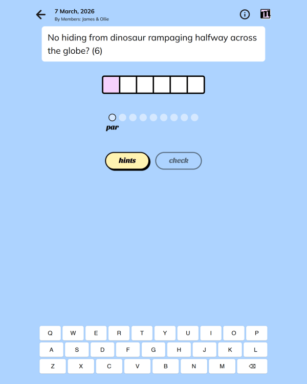 Screenshot of Minute Cryptic, a daily word game