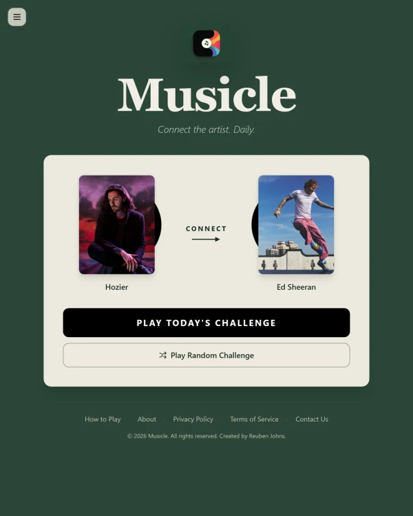 Screenshot of Musicle by Reuben Johns, a daily music game