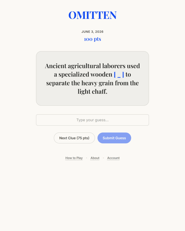 Screenshot of Omitten, a daily word game