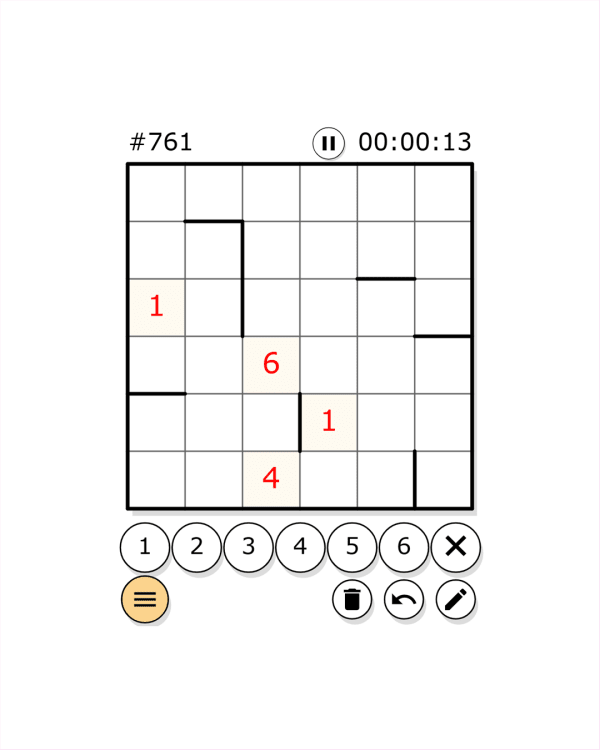 Screenshot of One Up Puzzle, a daily logic game