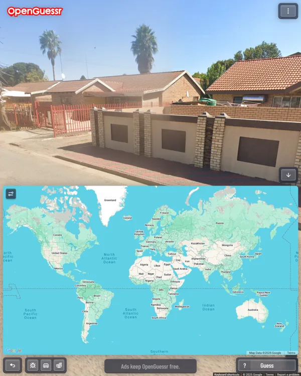 Screenshot of OpenGuessr, a daily geography game