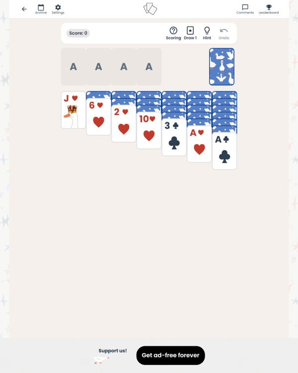 Screenshot of Ponder Club Solitaire, a daily logic game