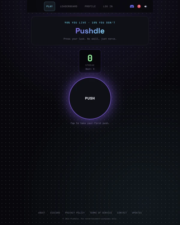 Screenshot of Pushdle, a daily arcade-style game