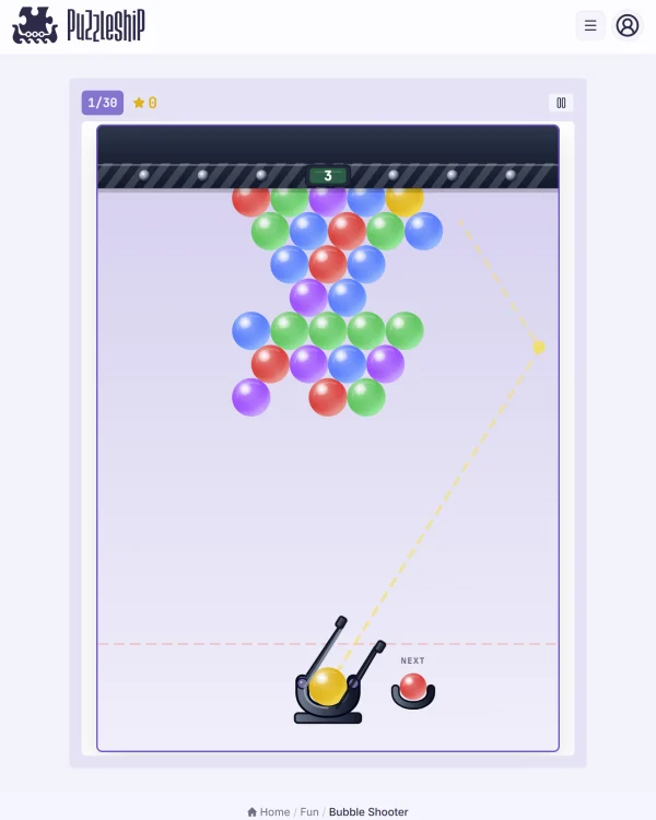 Screenshot of Puzzleship Bubble Shooter, a arcade-style game