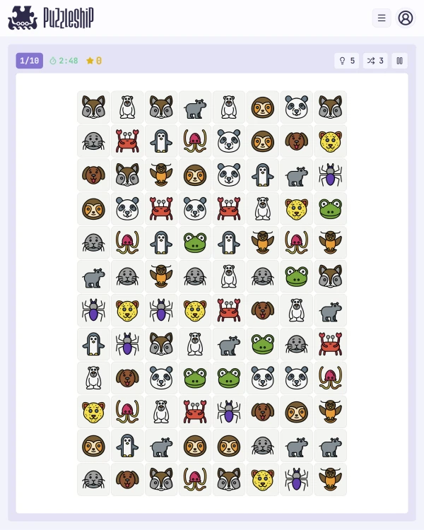 Screenshot of Puzzleship Emoji Connect, a visual game