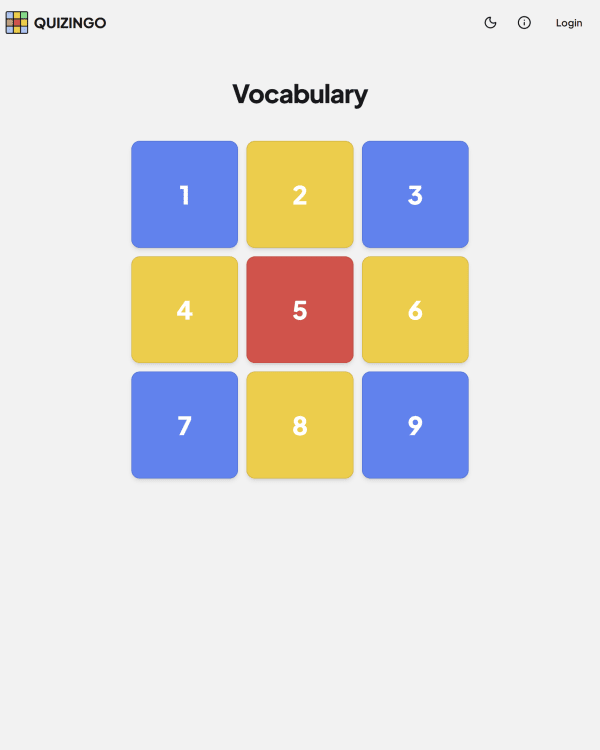 Screenshot of Quizingo Vocabulary, a daily word game